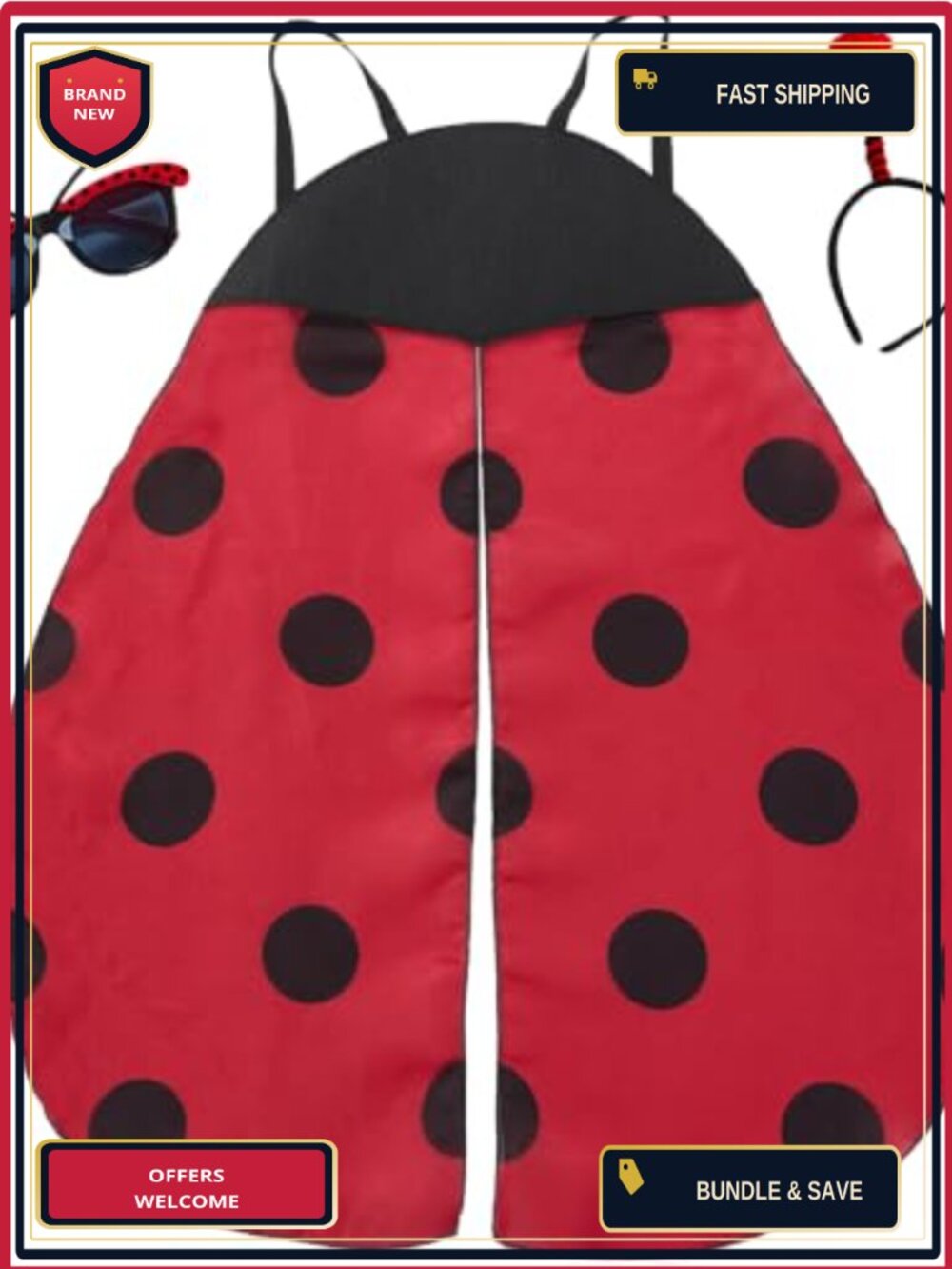 Ladybug Wings Costume Set Adult Cosplay Halloween Accessory Set